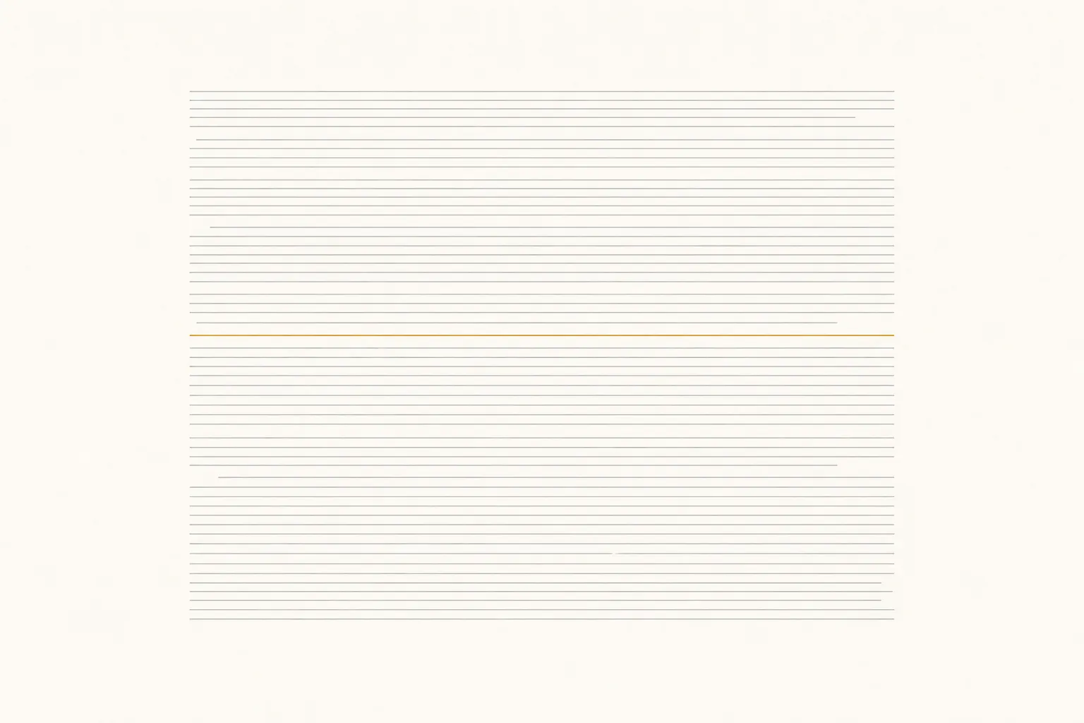 An abstract ivory composition with an amber rule marking one line among many